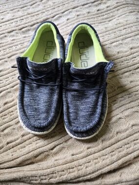 Hey Dude Wally Slip-On Shoes in Navy with Neon Yellow Lining